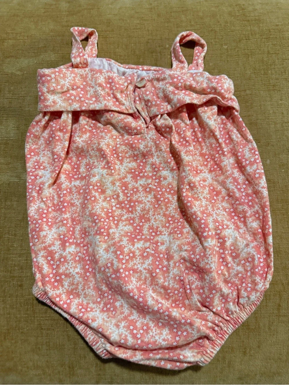 Old Navy Coral Pink Floral Baby One-Piece Romper